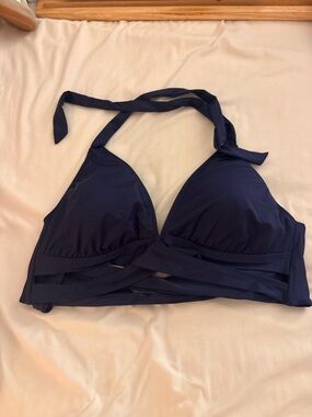 Navy Blue Women's Halter Wrap Swim Top